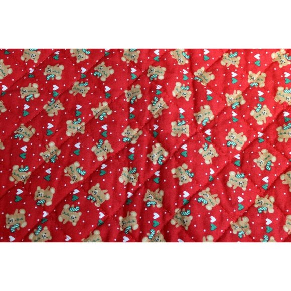 VTG? Handmade Tree Skirt Red with Teddy Bear Hearts Candy Cane - Lace Trim 35" - Picture 3 of 6